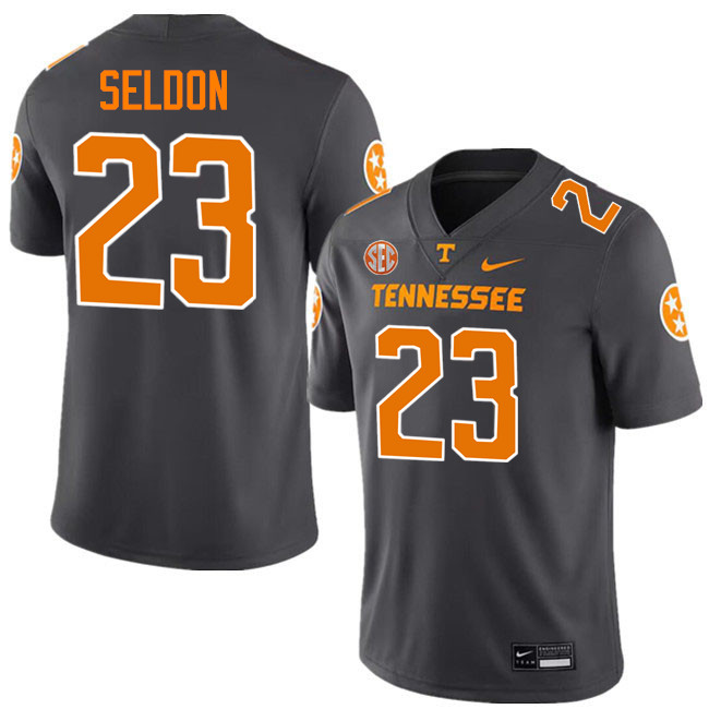 Cameron Seldon Tennessee Jersey,Tennessee Volunteers #23 Cameron Seldon College Jersey-Smoke Grey